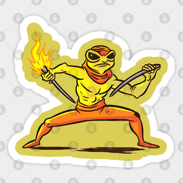 Yoga Frog Warrior Sticker by Oddities Outlet